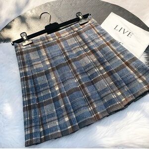 Plaid Blue and Brown Women's Skirt